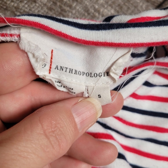 By Anthropologie Red And Blue Striped Tee - Picture 3 of 6